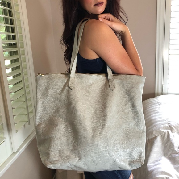 Cuyana Handbags - LARGE Cuyana Sky Blue Leather Tote Bag Purse